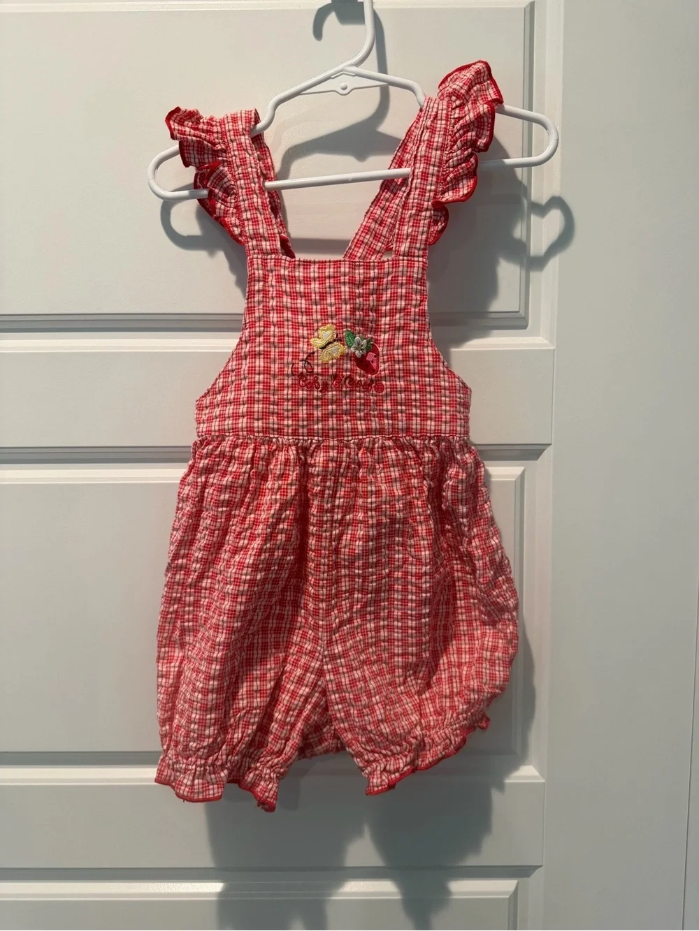 Vintage Baby Girl Oshkosh Baby B'gosh 24 Month Strawberry Shortalls Bubble Red